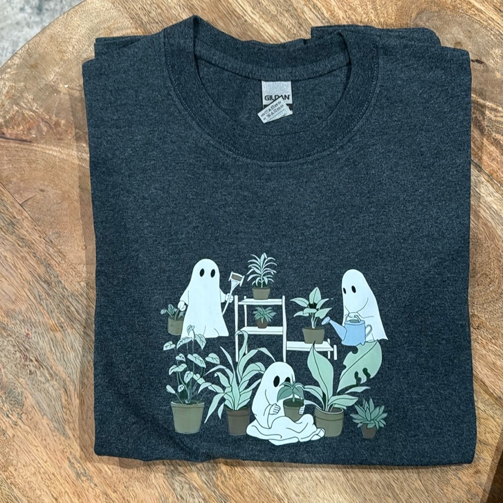 Ghostly Plant Lover Tee – Cute and Quirky Halloween Shirt